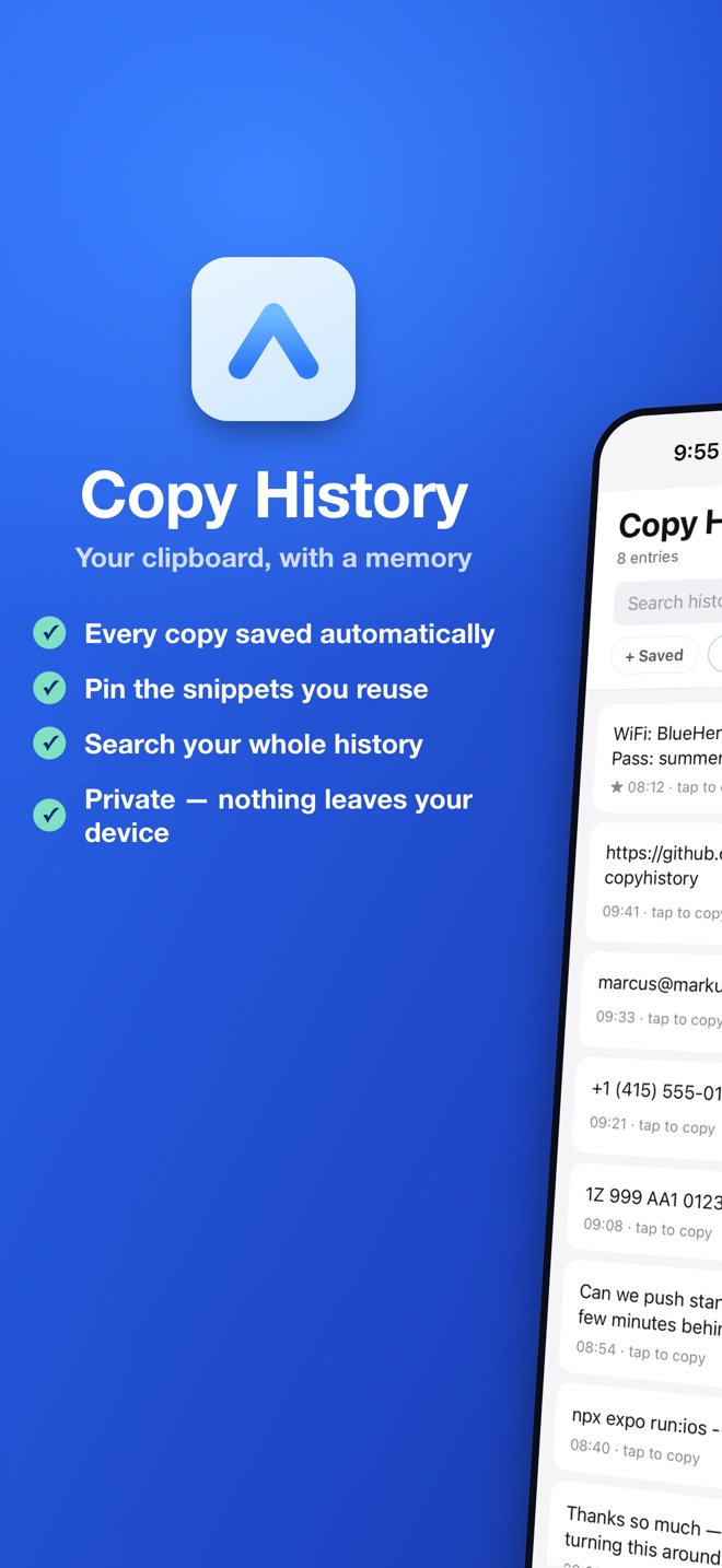 Copy History — never lose a copy again