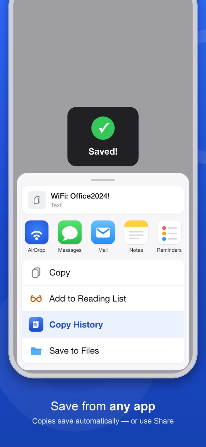 Save from any app using the Share menu