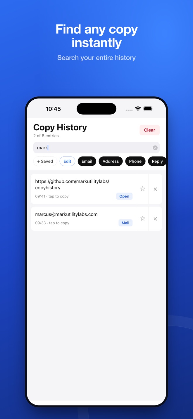 Search your entire clipboard history instantly