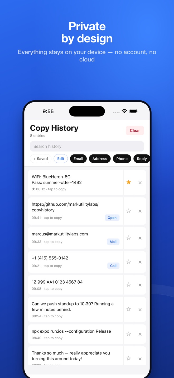 Everything stays private and on-device